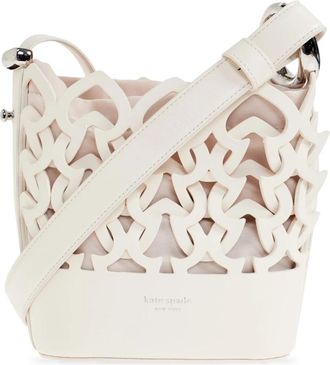 Kate Spade New York Halo Woven Mini Bucket Bag - Dames - Schoudertassen - Beige - ONE Size - Leer - Tassen
