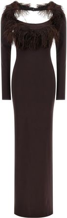 The Attico Brown Scoop Neck Maxi Dress