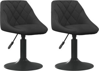 vidaXL Swivel Dining Chairs 2 pcs Black Velvet Vidaxl
