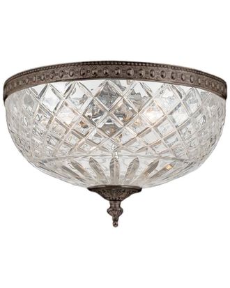 Crystorama 3-Light Bronze Lead Crystal Ceiling Mount