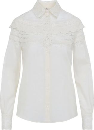 Ermanno Scervino lace-detail buttoned shirt - White