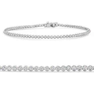 Pompeii3 14k White Gold 1Ct TW Natural Diamond Tennis Line Bracelet 7