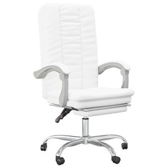 vidaXL Silla De Oficina Reclinable Cuero Sint&eacute;tico Blanco Vidaxl