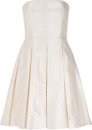 8 by YOOX SILK-SHANTUNG BANDEAU PLEATED MINI DRESS