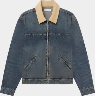 Frame Denim Men & apos;s Corduroy-Collar Denim Zip Trucker Jacket