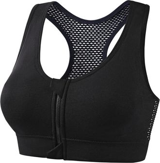 Generic Womens Front Zip Post Surgery Sports Bras with Removable Pads Running Yoga Workout Tank Top Sports Bra Full Coverage Push Up Yoga Gym Crop Top Bralett