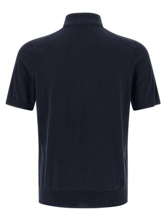 Brunello Cucinelli Mens Blue Cotton Polo Shirt