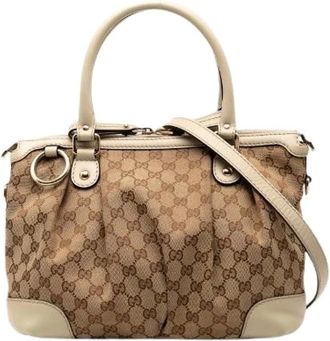 Gucci Pre-owned Handbags, female, Beige, Size: ONE SIZE Pre-owned Vintage Canvas Handbag