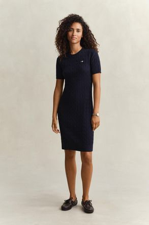 GANT Women Cotton Cable Knit Dress (XXL) EVENING BLUE