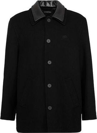 Balenciaga Double Collar Wool-Blend Coat Black 626314TIU071000