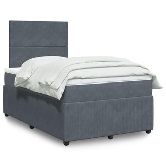 vidaXL Vidaxl Giroletto A Molle Con Materasso Grigio Scuro 120x190 Cm Velluto