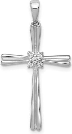 Diamond2Deal 14k White Gold 1/20 carat Diamond Cross Pendant