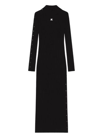 Courrèges ribbed button-detail dress - Black