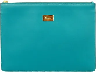 Ferragamo Green Leather Clutch Bag (Pre-Owned)