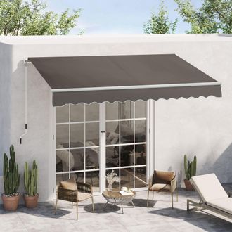 OUTSUNNY Manual Retractable Awning Garden Shelter Canopy in Grey
