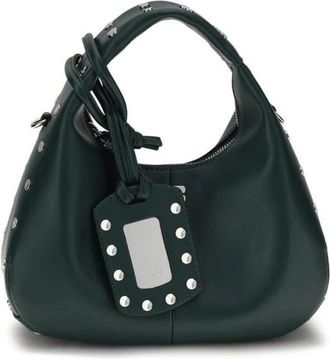 Ganni Mini Borsa Hobo con Borchie - - Bags - Donna - Verde - ONE SIZE