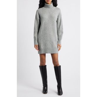 Mango Taldote Turtleneck Long Sleeve Sweater Dress in Medium Heather Grey at Nordstrom Rack, Size 8