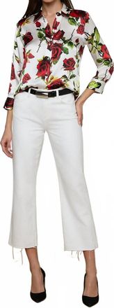 L'agence Womens Dani Sleeve Blouse In White Red Romantic Rose