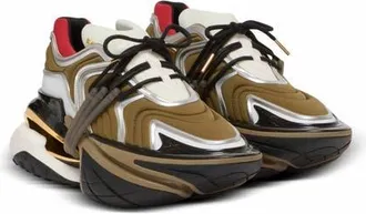 Balmain Unicorn Wave Trainers In Neoprene And Calfskin in Khaki at Nordstrom, Size 46 Eu