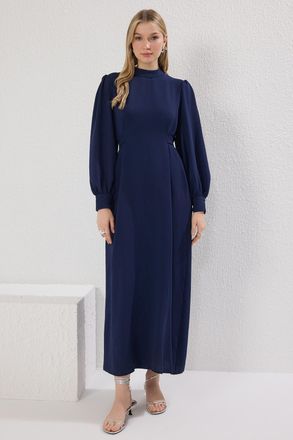 Trendyol Modest Dames Donkerblauw Effen Maxi Lang Casual Recht Modest Jurken