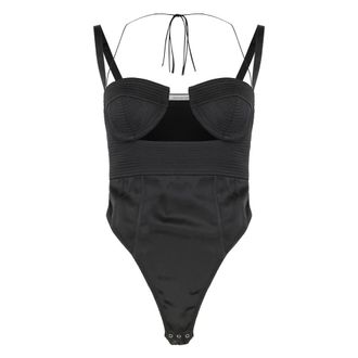 ANNA OCTOBER Tops, Dames, Zwart, M, Polyester, Body in Satin