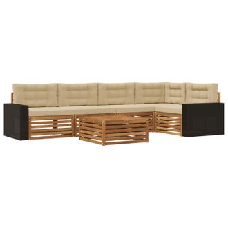 vidaXL Conjunto De Sof&aacute;s De Exterior 6 Pcs Natural Y Beige Vidaxl