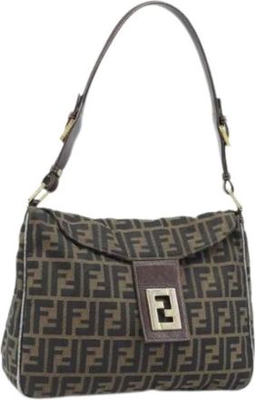 Fendi Pre-owned Shoulder Bags, female, Brown, Size: ONE SIZE Pre-owned Zucca Canvas Shoulder Bag