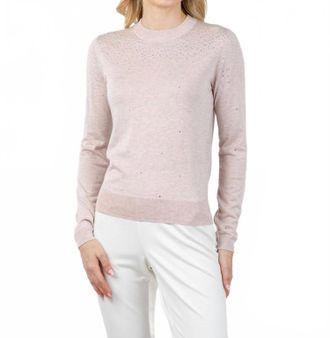 Kinross Cashmere Lightweight Crystal Crew Sweater In Cameo