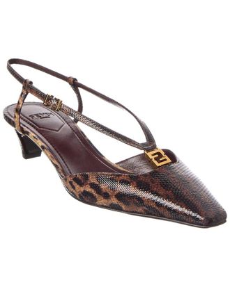 Fendi Fendi Ffold Snakeskin Slingback Pump