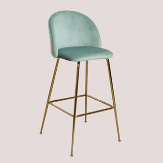 Sklum Sklum - Taburete Alto En Terciopelo Kana Design Verde Abeto Dorado