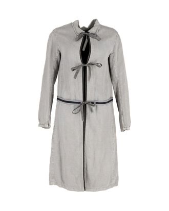 Prada Prada Knoopsluiting Jas in Grijze Linnen