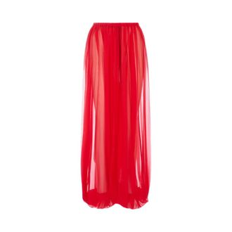 Giuseppe Di Morabito Wide Trousers, female, Red, Size: M Gathered Silk Trousers