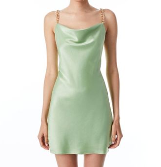 Alice & Olivia Harmony Chain Strap Slip Dress In Seafoam