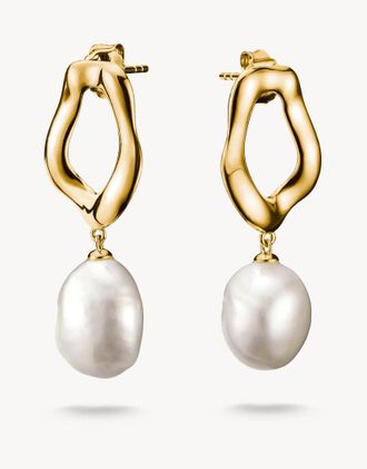 Thomas Sabo Natural Beauty - Orecchini placcato oro con perle dacqua dolce tonalit&agrave; oro giallo e bianco