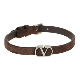 Valentino Garavani Accessoires, Heren, Bruin, ONE Size, Leer, VLogo Signature Leren Armband