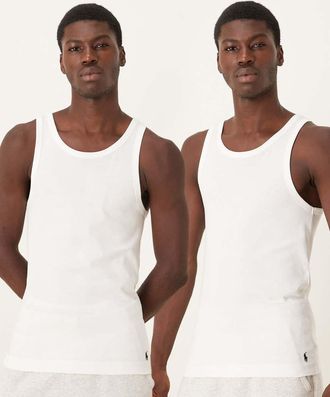 Polo Ralph Lauren Confezione da 2 canotte da casa bianche con logo-Bianco