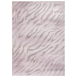 Beliani Alfombra Moderna 160 X 230 Cm De Tela Motivo Cebra Sala De Estar Dormitorio Apto Para Calefacci&oacute;n Por Suelo Radiante Base Antideslizante Beige Egil