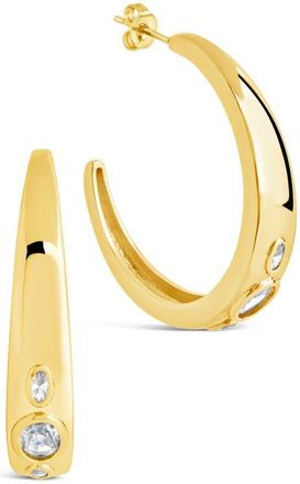 Sterling Forever Soren Cubic Zirconia Hoop Earrings in Gold at Nordstrom