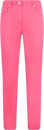 Moschino Broek met rechte pijpen - Dames - Straight fit broeken - Roze - S - Katoen - Broeken