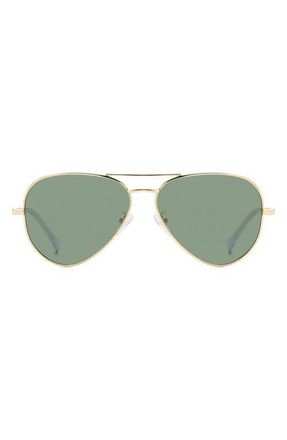 Polaroid 59mm Polarized Pilot Sunglasses in Gold/Green Polar at Nordstrom