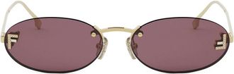 Fendi First Crystal Gold Oval Sunglasses