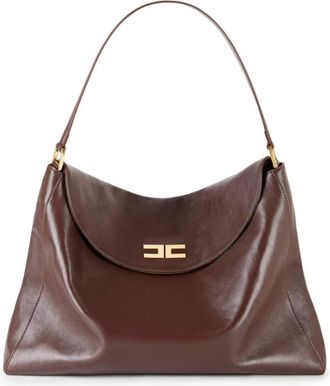 Elisabetta Franchi Large Avenue Bag - Dames - Schoudertassen - Bruin - ONE Size - Leer - Tassen