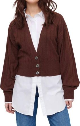 Isla Gigi Blouson Cardigan In Chocolate