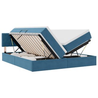 vidaXL Cama De Almacenamiento Led Con Colch&oacute;n Azul Oscuro 180 X 200 Cm Vidaxl