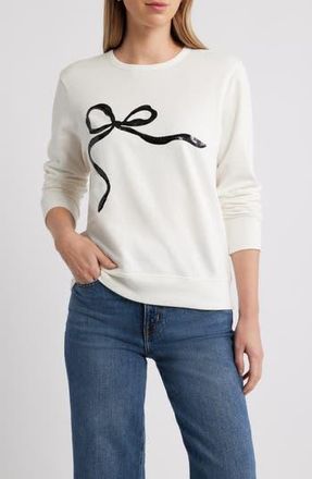 Caslon Sequin Bow Sweatshirt in Ivory Pristine Sequin Bow at Nordstrom Rack, Size X-Large