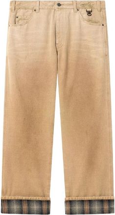 Golden Goose Pants In Gradient Beige Cotton With Check Details