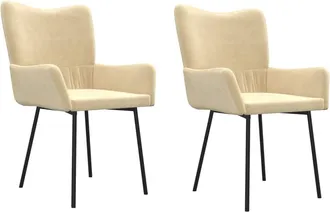 vidaXL Sillas De Comedor 2 Unidades Terciopelo Crema Vidaxl