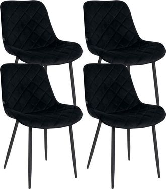 Clp Clp - Set De 4 Sillas De Comedor Springs En Terciopelo Negro