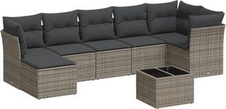 vidaXL Vidaxl - Set De Sof&aacute;s De Jard&iacute;n 8 Pzas Y Cojines Rat&aacute;n Sint&eacute;tico Gris