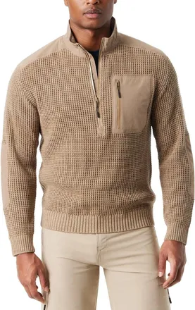 G.H. Bass & Co. Bass Outdoor Sweater Mens Kelp Knit Regular Quarter Zip Mock Neck UPS1289